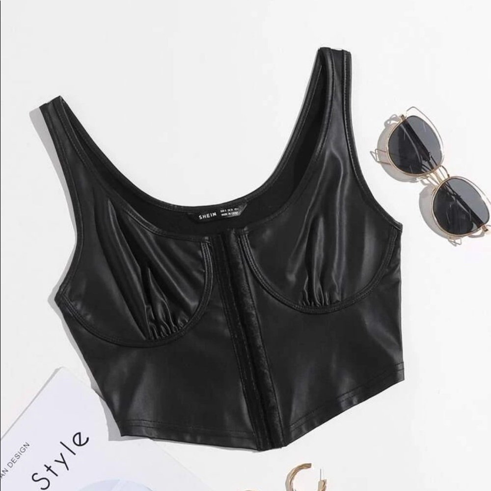 Faux leather bustier